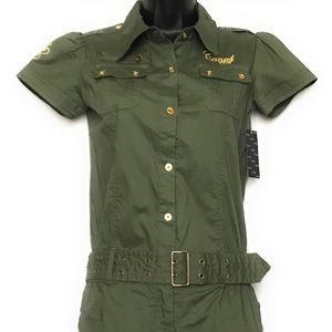 Coogi Romper Jumpsuit Green Short Sleeve Shorts